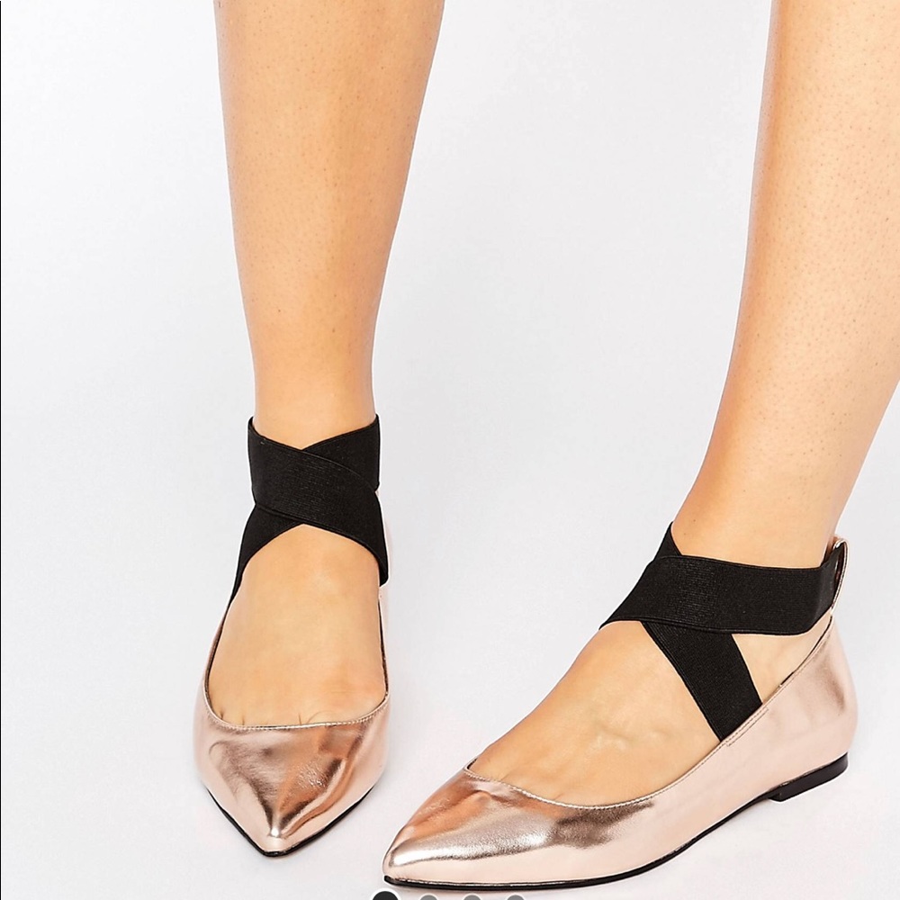 NWT ASOS Lyle Wide Fit Elastic Ballet Flats